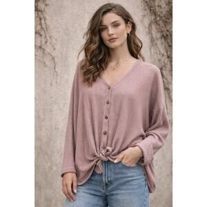 Urban Outfitters Out From Under Oversized Waffle Knit Thermal Top Small